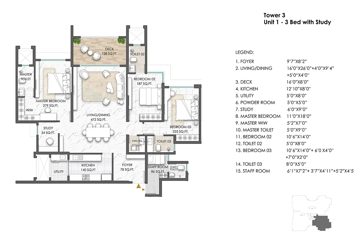 3 BHK Floor Plan